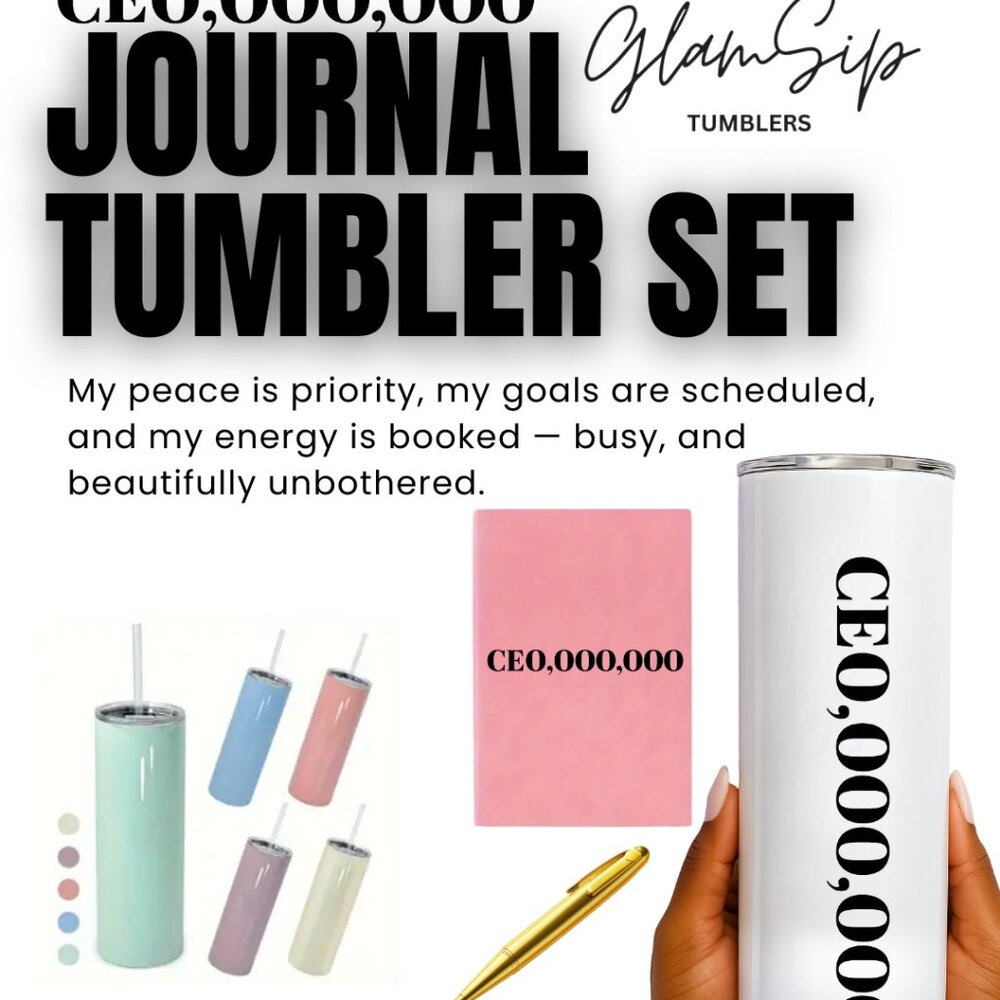 CEO,000,000 Journal & Tumbler Set – GlamSip | Luxury Gift for Boss Women